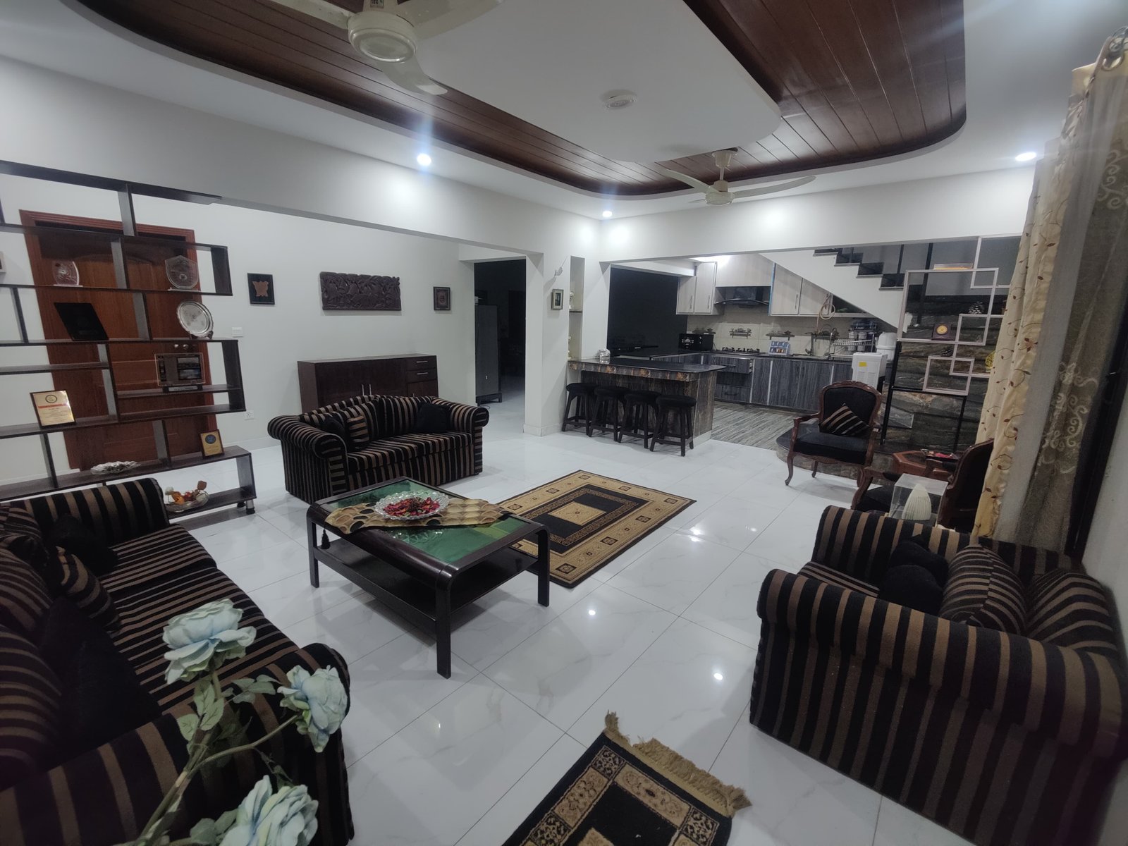 Open furnished basement with 3 bedrooms