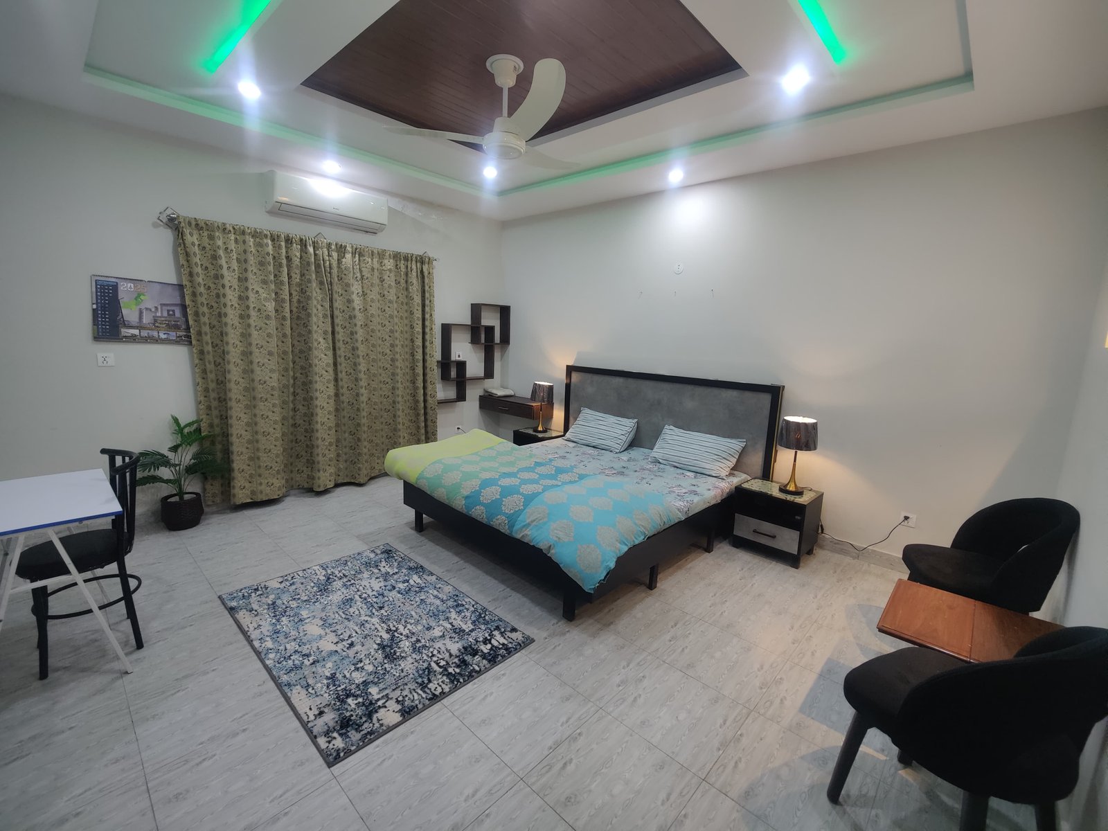 Open furnished basement with 3 bedrooms
